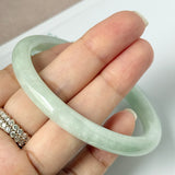 56.6mm A-Grade Natural Sage Green Jadeite Traditional Round Bangle No. 152175