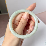 56.6mm A-Grade Natural Sage Green Jadeite Traditional Round Bangle No. 152175