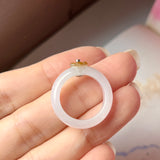 SOLD OUT: 16mm A-Grade Natural Jadeite Bespoke Joseon Ring (Sakura Flower) No.161999