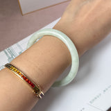 56.6mm A-Grade Natural Sage Green Jadeite Traditional Round Bangle No. 152175