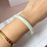 56.6mm A-Grade Natural Sage Green Jadeite Traditional Round Bangle No. 152175