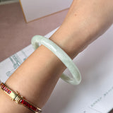 56.6mm A-Grade Natural Sage Green Jadeite Traditional Round Bangle No. 152175
