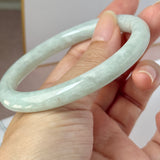 58.5mm A-Grade Natural Sage Green Jadeite Traditional Round Bangle No. 152172