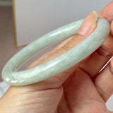 58.5mm A-Grade Natural Sage Green Jadeite Traditional Round Bangle No. 152172