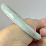58.5mm A-Grade Natural Sage Green Jadeite Traditional Round Bangle No. 152172