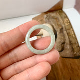 19.6mm A-Grade Natural Light Greyish Green Jadeite Ring Band No. 161481