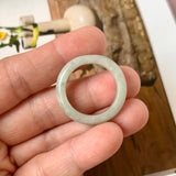 19.6mm A-Grade Natural Light Greyish Green Jadeite Ring Band No. 161481