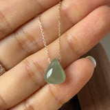 Icy A-Grade Natural Light Blue Yellow Jadeite Almond Bean Pendant No.172907