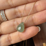 Icy A-Grade Natural Light Blue Yellow Jadeite Almond Bean Pendant No.172907