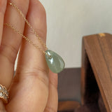 Icy A-Grade Natural Light Blue Yellow Jadeite Almond Bean Pendant No.172907