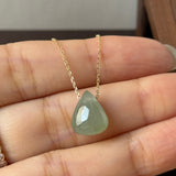 Icy A-Grade Natural Light Blue Yellow Jadeite Almond Bean Pendant No.172907