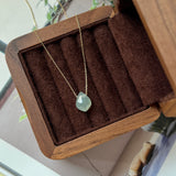 SOLD OUT: Icy A-Grade Natural Light Blue Jadeite Diamond Bean Pendant No.172908