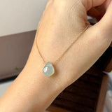SOLD OUT: Icy A-Grade Natural Light Blue Jadeite Diamond Bean Pendant No.172908