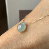 SOLD OUT: Icy A-Grade Natural Light Blue Jadeite Diamond Bean Pendant No.172908