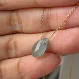 SOLD OUT: Icy A-Grade Natural Light Blue Jadeite Diamond Bean Pendant No.172908