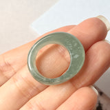SOLD OUT: 16.2mm A-Grade Natural Teal Jadeite Cloop Ring Band No.162365