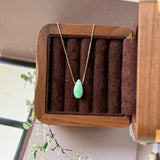 A-Grade Natural Moss On Snow Jadeite Waterdrop Bean Pendant No.172909