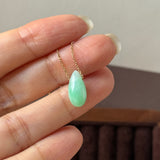 A-Grade Natural Moss On Snow Jadeite Waterdrop Bean Pendant No.172909