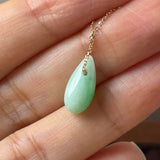 A-Grade Natural Moss On Snow Jadeite Waterdrop Bean Pendant No.172909