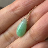 A-Grade Natural Moss On Snow Jadeite Waterdrop Bean Pendant No.172909