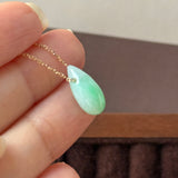 A-Grade Natural Moss On Snow Jadeite Waterdrop Bean Pendant No.172909