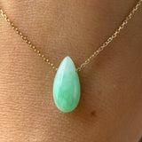 A-Grade Natural Moss On Snow Jadeite Waterdrop Bean Pendant No.172909