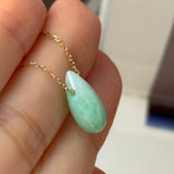 A-Grade Natural Moss On Snow Jadeite Waterdrop Bean Pendant No.172909