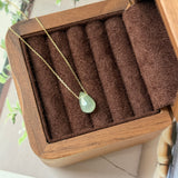 Icy A-Grade Natural Light Blue Yellow Jadeite Waterdrop Bean Pendant No.172910