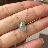 Icy A-Grade Natural Light Blue Yellow Jadeite Waterdrop Bean Pendant No.172910
