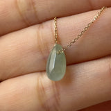 Icy A-Grade Natural Light Blue Yellow Jadeite Waterdrop Bean Pendant No.172910