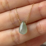 Icy A-Grade Natural Light Blue Yellow Jadeite Waterdrop Bean Pendant No.172910