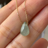 Icy A-Grade Natural Light Blue Yellow Jadeite Waterdrop Bean Pendant No.172910