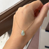 Icy A-Grade Natural Light Blue Yellow Jadeite Waterdrop Bean Pendant No.172910