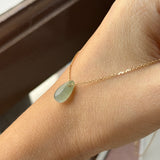 Icy A-Grade Natural Light Blue Yellow Jadeite Waterdrop Bean Pendant No.172910
