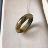 19mm A-Grade Natural Yellow Black Jadeite Ring Band No. 161763