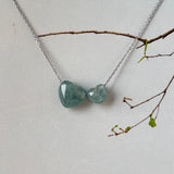 A-Grade Natural Bluish Green Jadeite Heart Bean Pendants No.172911