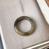 19mm A-Grade Natural Yellow Black Jadeite Ring Band No. 161763