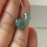 A-Grade Natural Bluish Green Jadeite Heart Bean Pendants No.172911