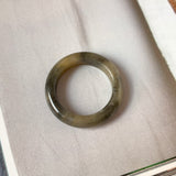19mm A-Grade Natural Yellow Black Jadeite Ring Band No. 161763
