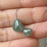 A-Grade Natural Bluish Green Jadeite Heart Bean Pendants No.172911