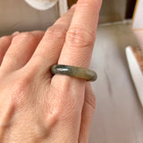 19mm A-Grade Natural Yellow Black Jadeite Ring Band No. 161763