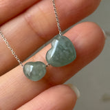 A-Grade Natural Bluish Green Jadeite Heart Bean Pendants No.172911