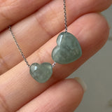 A-Grade Natural Bluish Green Jadeite Heart Bean Pendants No.172911