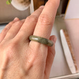 19mm A-Grade Natural Yellow Black Jadeite Ring Band No. 161763