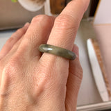 19mm A-Grade Natural Yellow Black Jadeite Ring Band No. 161763