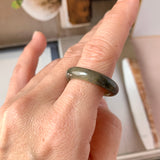 19mm A-Grade Natural Yellow Black Jadeite Ring Band No. 161763