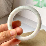 53.1 mm A-Grade Natural Lavender Bluish Green Floral Jadeite Modern Round Bangle No.151984