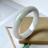 53.1 mm A-Grade Natural Lavender Bluish Green Floral Jadeite Modern Round Bangle No.151985