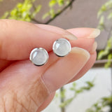 Icy A-Grade Natural White Jadeite MINI.malist Stud Earrings No. 180766
