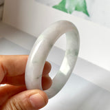 53.1 mm A-Grade Natural Lavender Bluish Green Floral Jadeite Modern Round Bangle No.151985